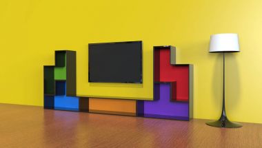 bir entertainmnet birimi 3D çizimi 