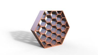 Arı kovanı şeklinde kitaplık 3D çizimi 
