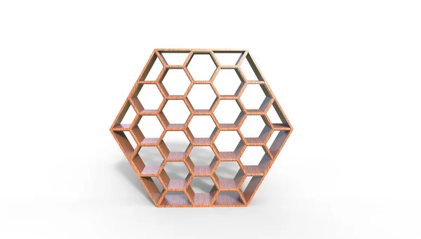 Arı kovanı şeklinde kitaplık 3D çizimi 