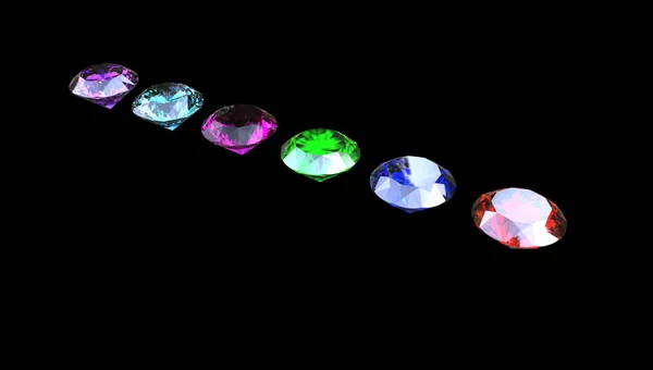 Farklı mücevher taşları 3D çizimi — Stok fotoğraf