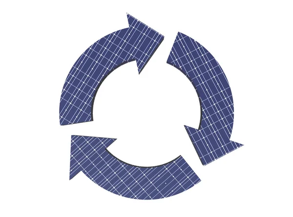 回收标志太阳能电池板 — 图库照片