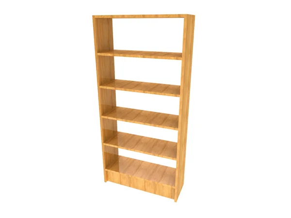 Ilustração 3D da estante de madeira — Fotografia de Stock