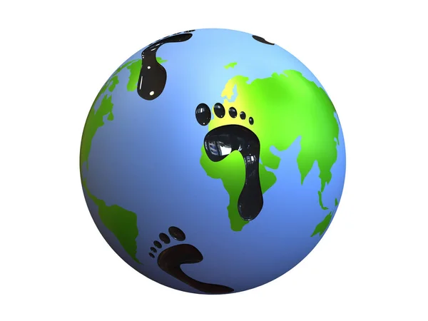 Carbon Earth Footprint — Stock Photo, Image