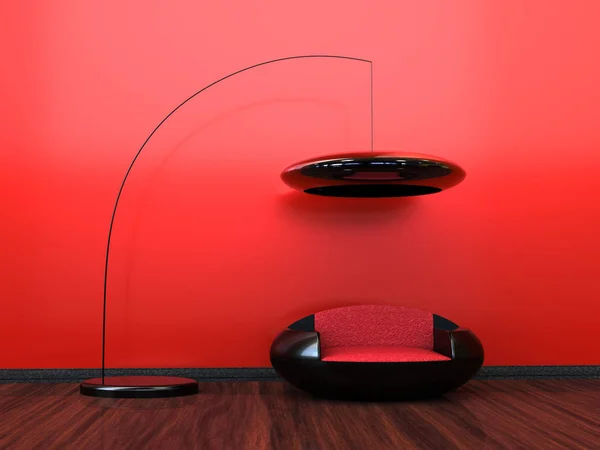 Rood interieur 3d illustratie Stockafbeelding