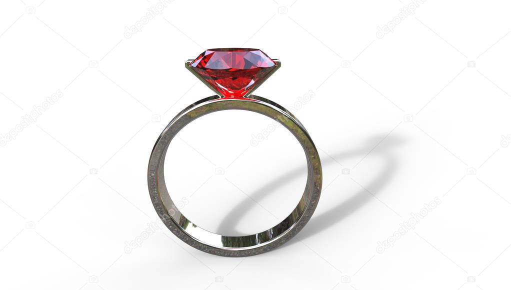 3d illustration of  a ruby ring 