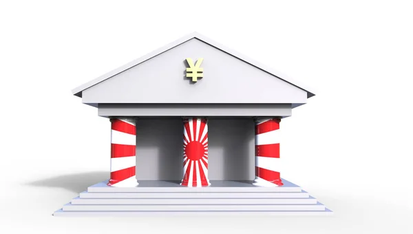 Sistema Bancario Japonés concepto Ilustración 3D en un bac blanco —  Fotos de Stock