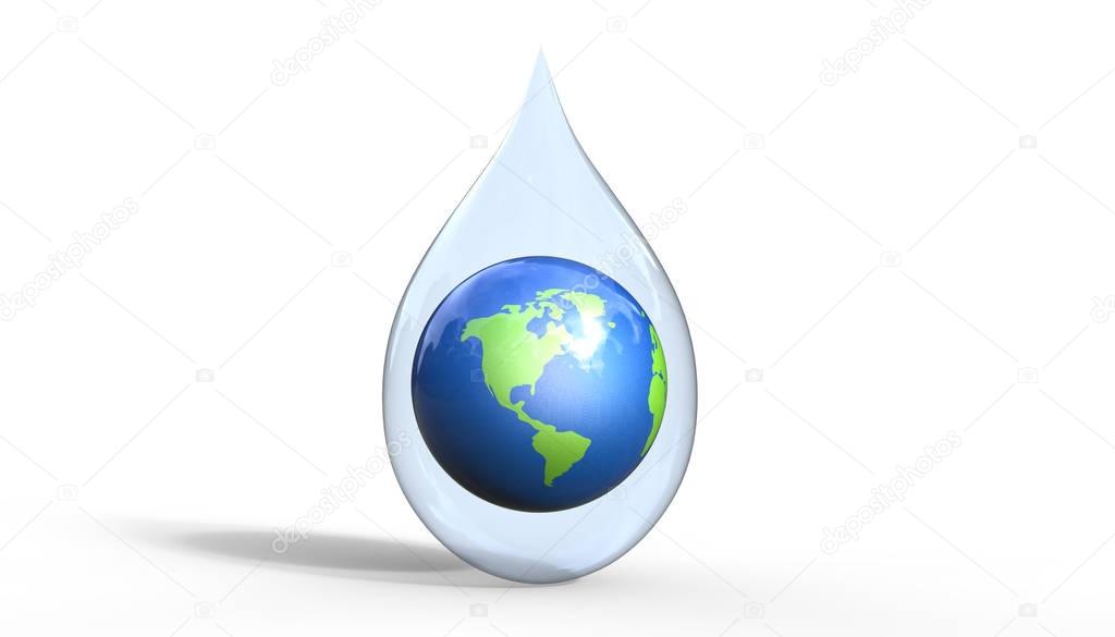 Save the earths water 3d illustration concept 