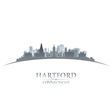 Hartford Connecticut şehir silueti beyaz arka plan 