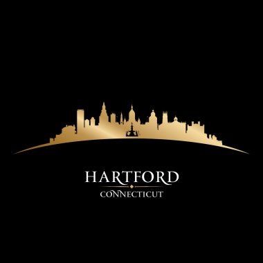 Hartford Connecticut şehir siluet siyah arka plan 