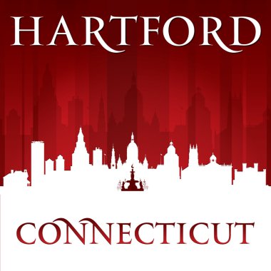 Hartford Connecticut city silhouette red background  clipart