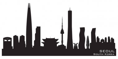 Seul Güney Kore şehir manzarası vektör siluet