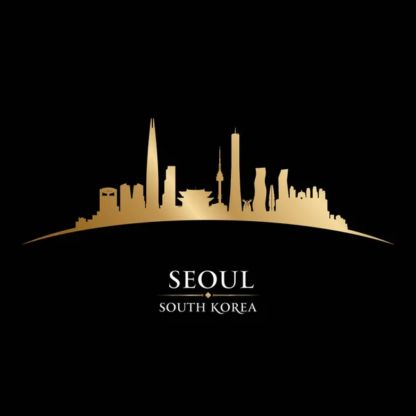 Seoul, South Korea city skyline silhouette fekete háttér — Stock Vector