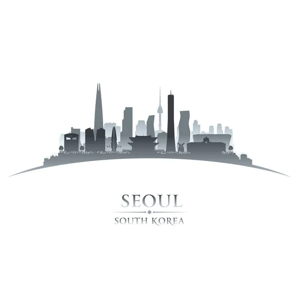 ソウル南韓国都市スカイライン シルエット白背景 — ストックベクタ