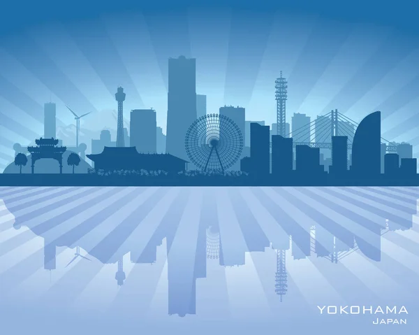 Yokohama Giappone città skyline silhouette vettoriale — Vettoriale Stock