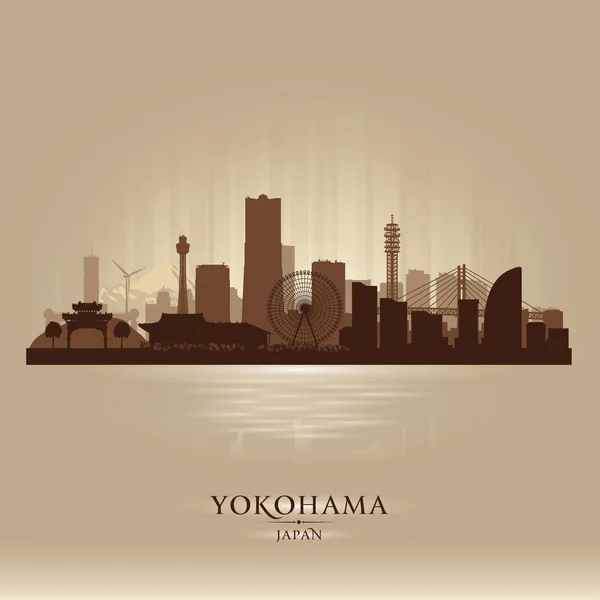 Yokohama-japán város skyline vektor sziluett — Stock Vector