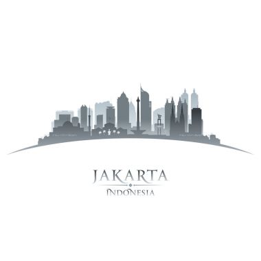 Jakarta Endonezya şehir manzarası siluet beyaz arka plan 