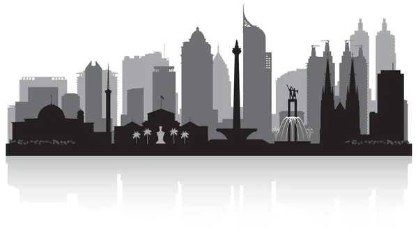 Jakarta Indonesia città skyline silhouette — Vettoriale Stock