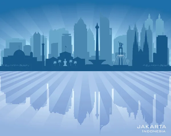 Jakarta Indonésie city Panorama vektorové siluetu — Stockový vektor