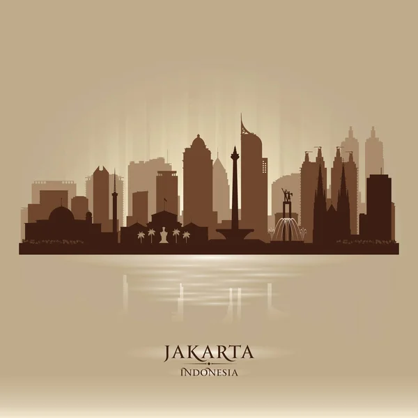 Jacarta Indonésia cidade skyline vetor silhueta — Vetor de Stock