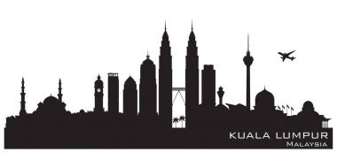 Kuala Lumpur Malezya şehir manzarası vektör siluet