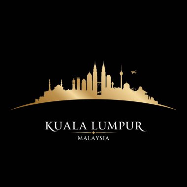 Kuala Lumpur Malezya şehir manzarası siluet siyah arka plan 
