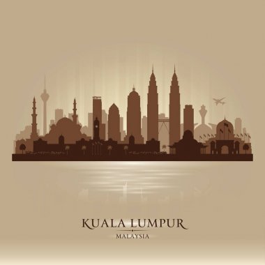 Kuala Lumpur Malezya şehir manzarası vektör siluet