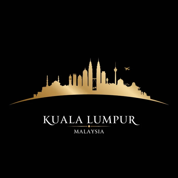 Kuala Lumpur Malajsie city Panorama silueta černé pozadí — Stockový vektor