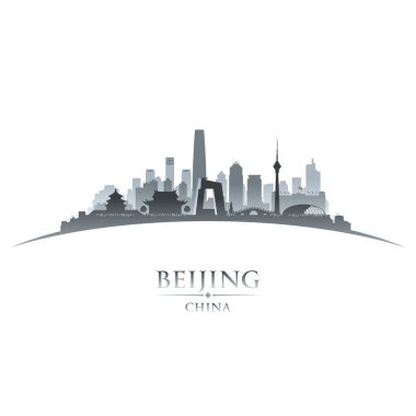 Beijing Çin şehir manzarası siluet beyaz arka plan 