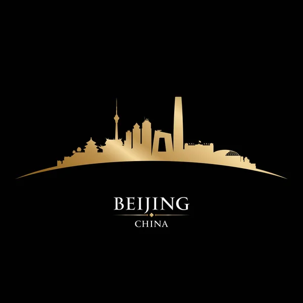 Pequim China cidade skyline silhueta preto fundo —  Vetores de Stock