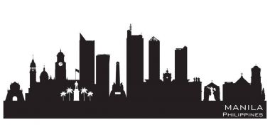 Manila Philippines city skyline vector silhouette clipart