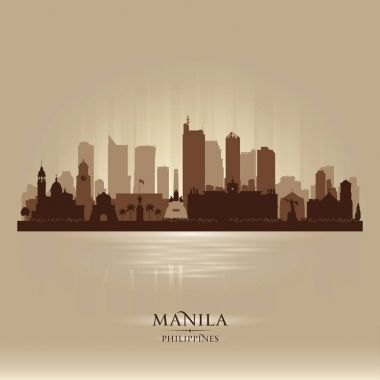Manila Filipinler şehir manzarası vektör siluet