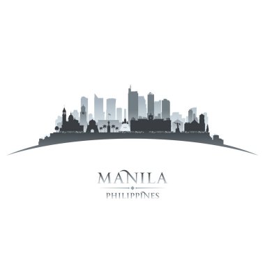 Manila Filipinler şehir manzarası siluet beyaz arka plan 