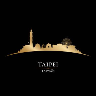 Taipei Tayvan şehir manzarası siluet siyah arka plan 