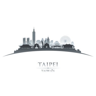 Taipei Tayvan şehir manzarası siluet beyaz arka plan 