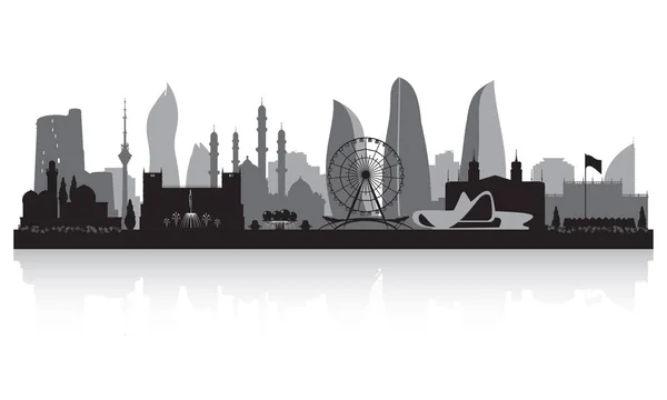 Bakoe Azerbeidzjan stad skyline van silhouet — Stockvector