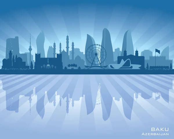 Bakú Azerbaiyán ciudad skyline vector silueta — Vector de stock