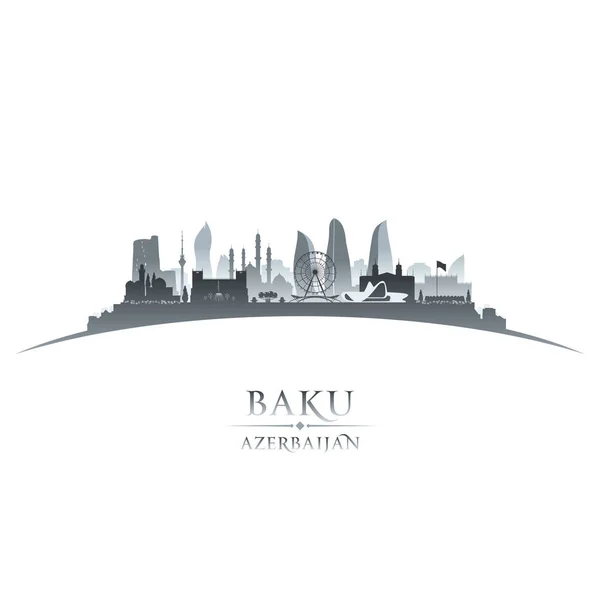 Baku Azerbaijão cidade skyline silhueta branco fundo — Vetor de Stock
