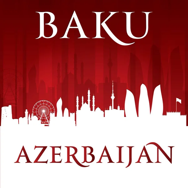 Baku Azerbaijão cidade skyline silhueta vermelho fundo —  Vetores de Stock