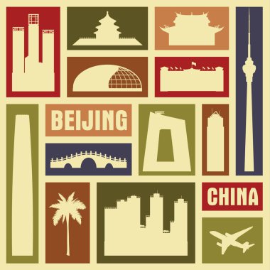 Beijing Çin şehir vektör simge sembol siluet ayarla