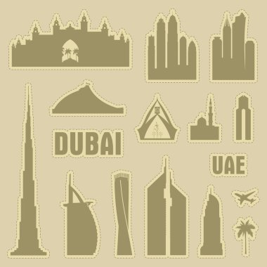 DUBAI Uae şehir vektör Icon sembol siluet set