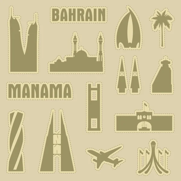 Manama Bahréin ciudad vector icono símbolo silueta conjunto — Vector de stock
