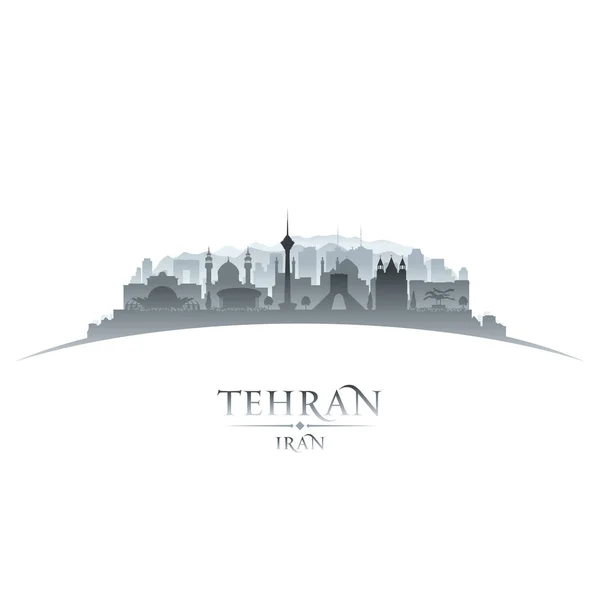 Teherán Irán ciudad skyline silueta fondo blanco — Vector de stock