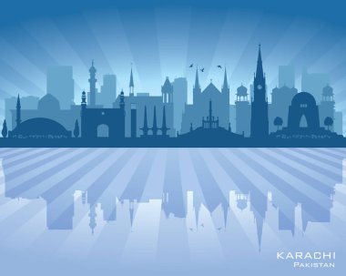 Karaçi Pakistan şehir manzarası vektör siluet