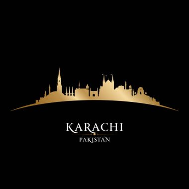 Karachi Pakistan city skyline silhouette black background  clipart
