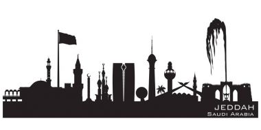 Cidde Suudi Arabistan şehir manzarası vektör siluet