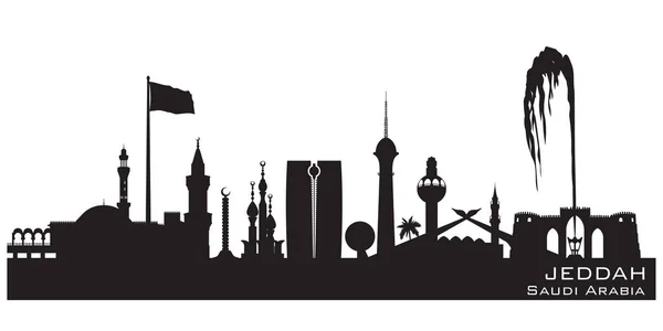 吉达沙特阿拉伯城市天际线矢量剪影 — 图库矢量图片