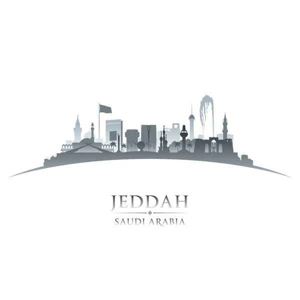 Jeddah Saoedi-Arabië stad skyline van silhouet witte achtergrond — Stockvector