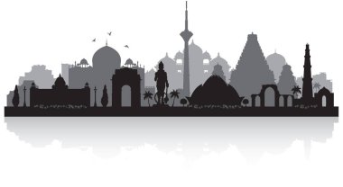 Delhi India city skyline silhouette clipart