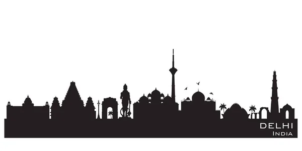 Delhi India city skyline vector silhouette — Stock Vector