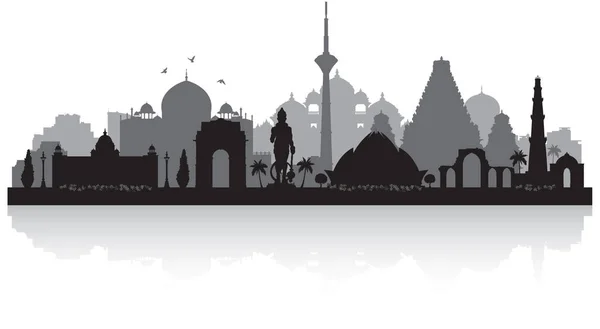 Delhi Hindistan şehir manzarası siluet — Stok Vektör